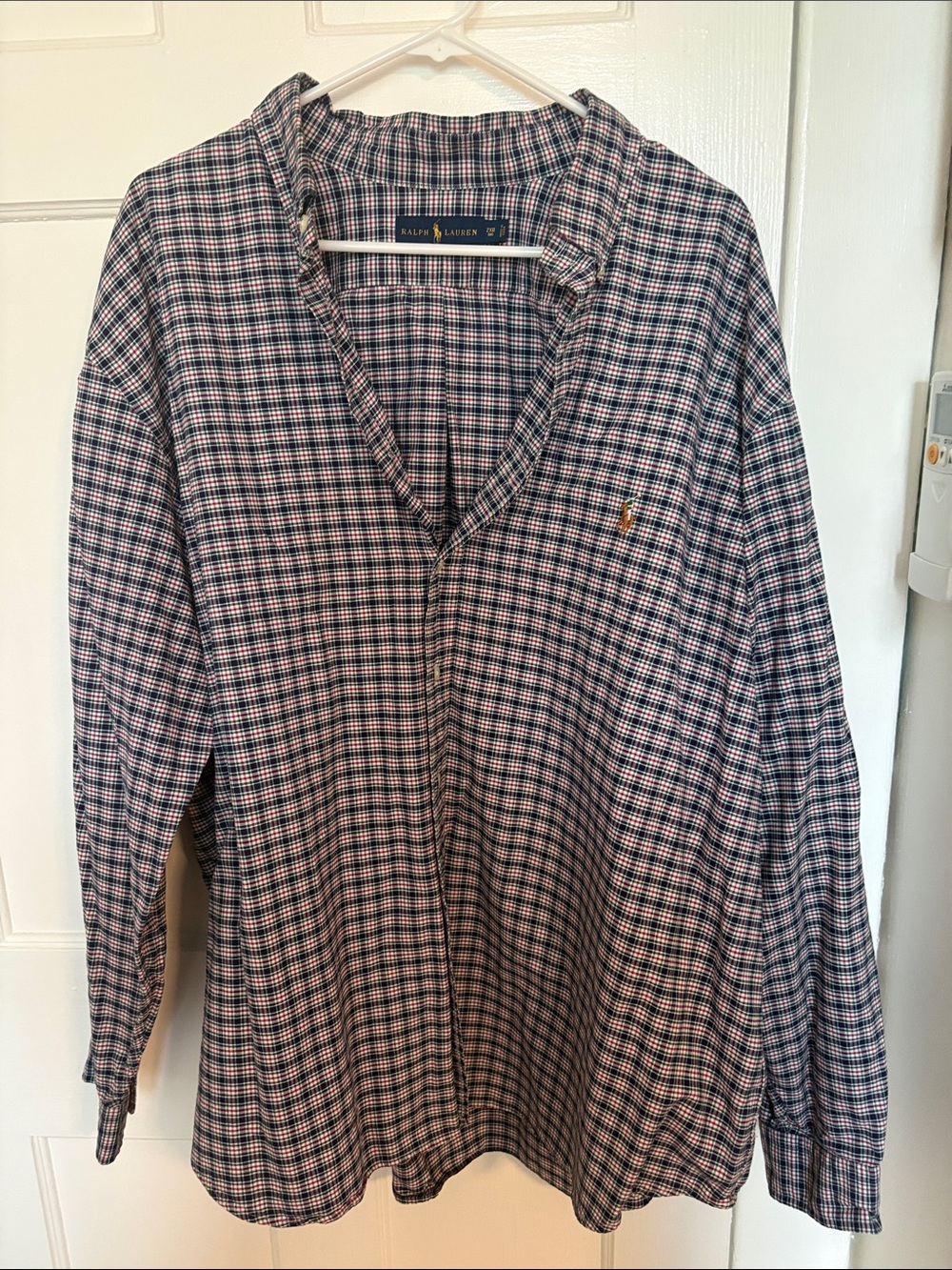 Ralph Lauren Plaid Lightweight Shirt Jacket in Navy and Red